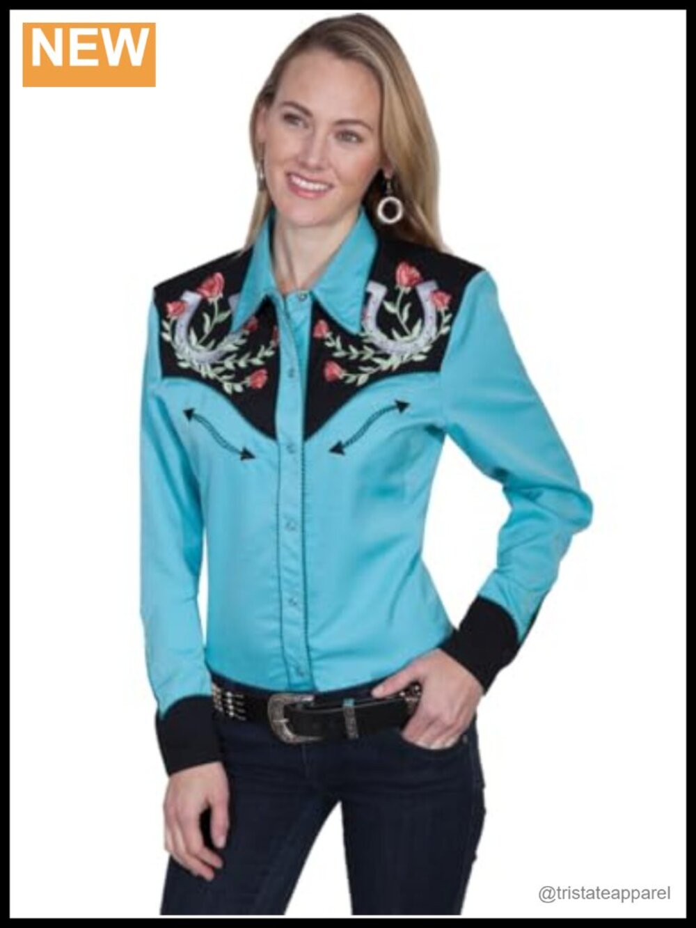 Vintage Western Snap Front Blouse with Embroidery